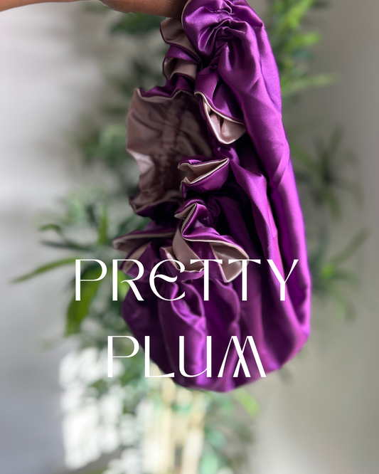 Pretty Plum Satin Adjustable Bonnet