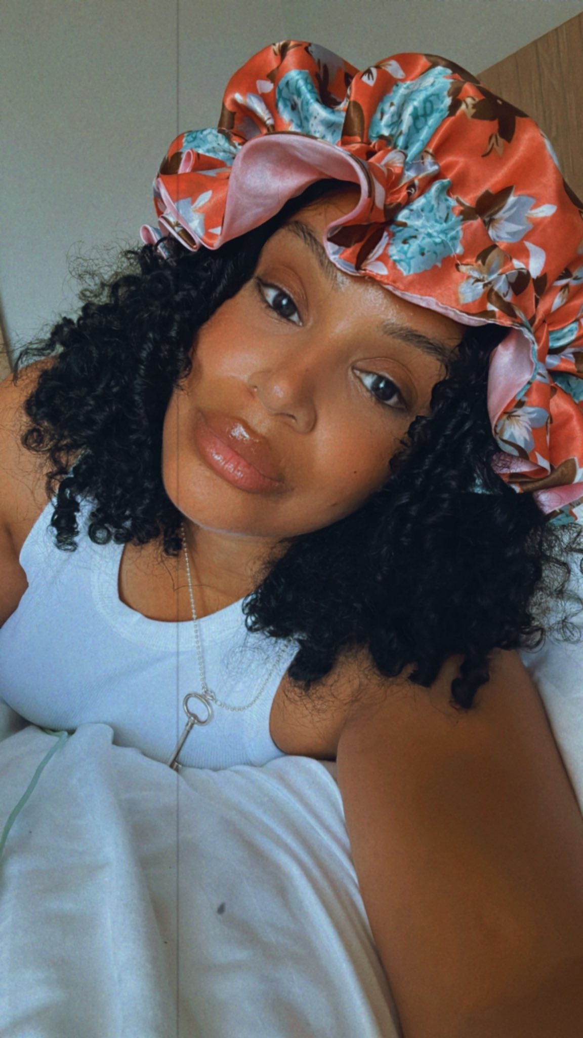 Garden Peach Satin Bonnet