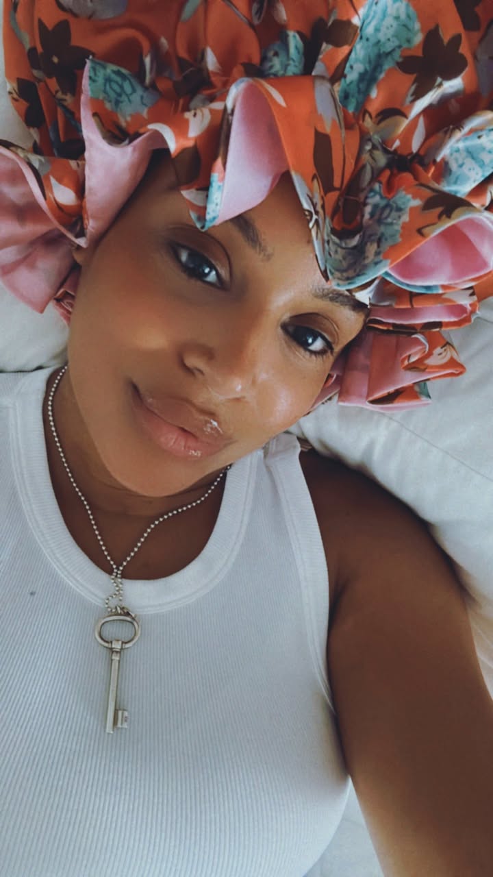 Garden Peach Satin Bonnet