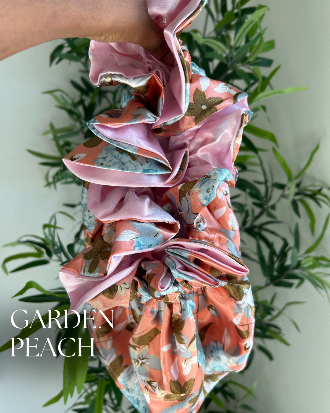 Garden Peach Satin Bonnet