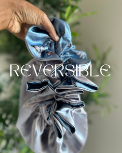 Butterfly High Blue Satin Bonnet