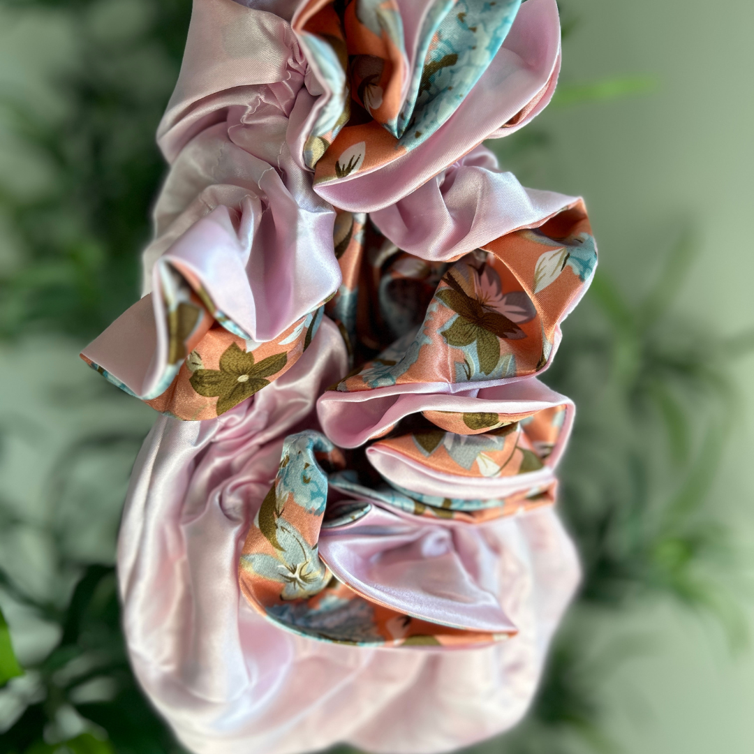 Garden Peach Satin Bonnet