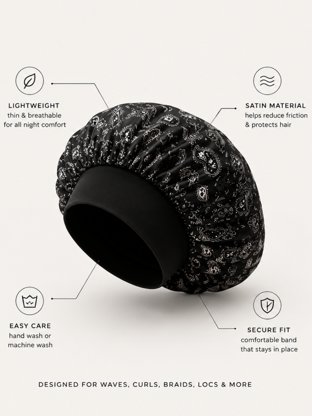 Mens Satin Bonnet Kit Paisley